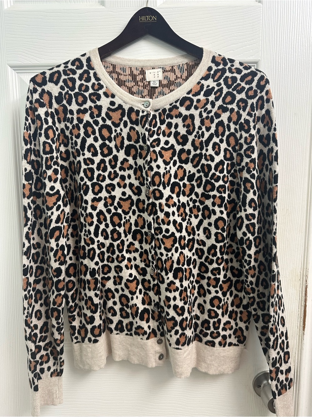 A NEWDAY Leopard Print Button Cardigan - Cream & Brown